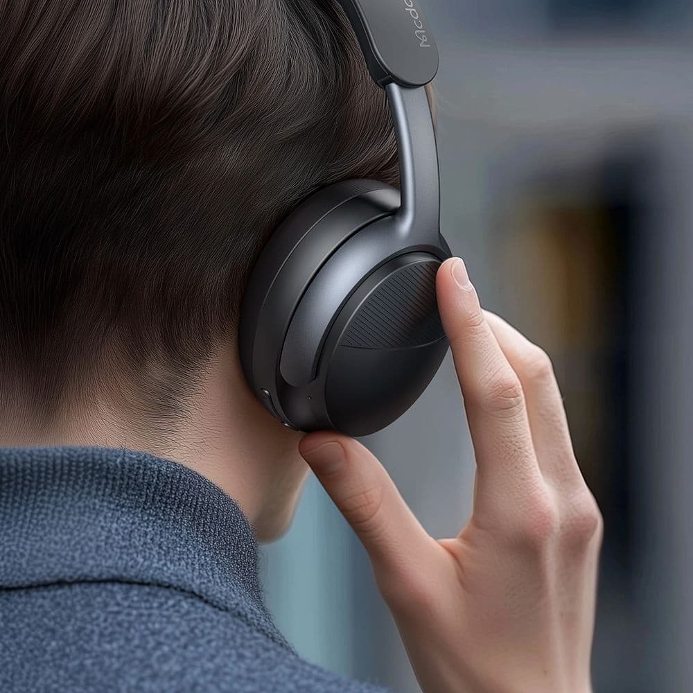 Mcdodo – bezdrátová sluchátka řady T02 (HP-1421) – náhlavní, Bluetooth V5.4, 500mAh, potlačení hluku ANC – béžová - náhled 4