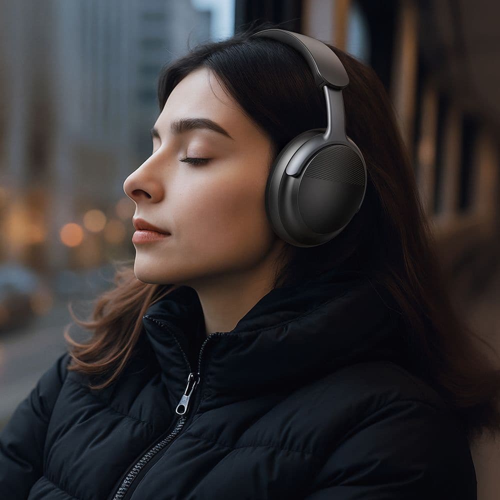 Mcdodo - bezdrátová sluchátka řady T02 (HP-1420) - náhlavní, Bluetooth V5.4, 500mAh, ANC potlačení hluku - černá - náhled 4