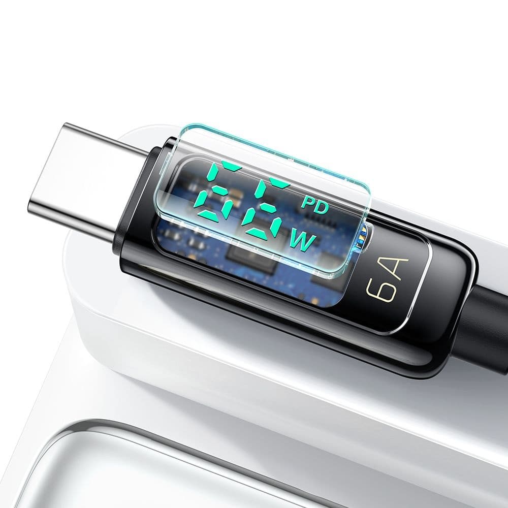 Mcdodo – datový kabel (CA-8690) – USB-A na USB-C, 6A, digitální displej, 1,2m – černý - náhled 4