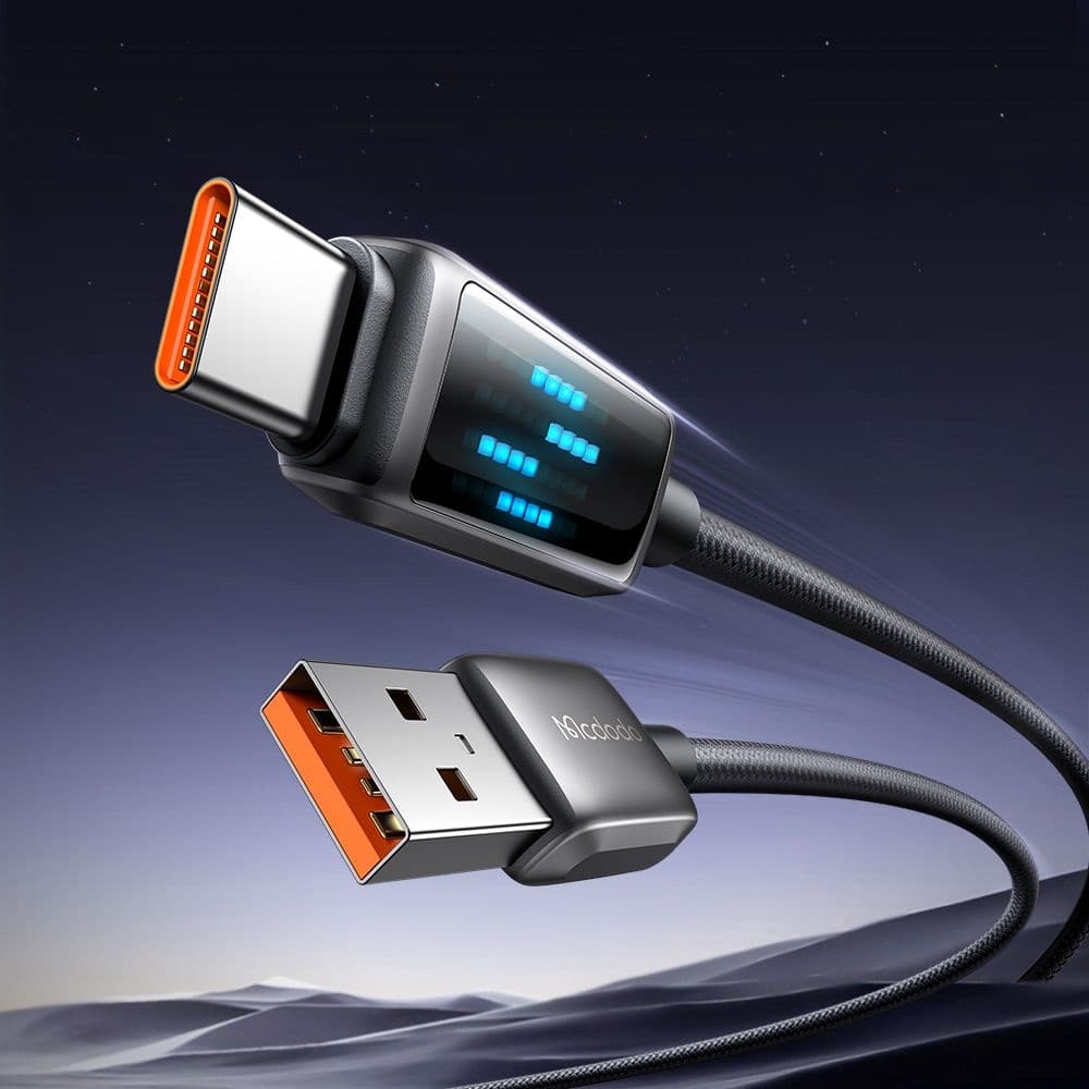 Mcdodo – datový kabel (CA-2350) – USB-C na USB-A, 6A, LED displej, 1,2m – černý - náhled 4