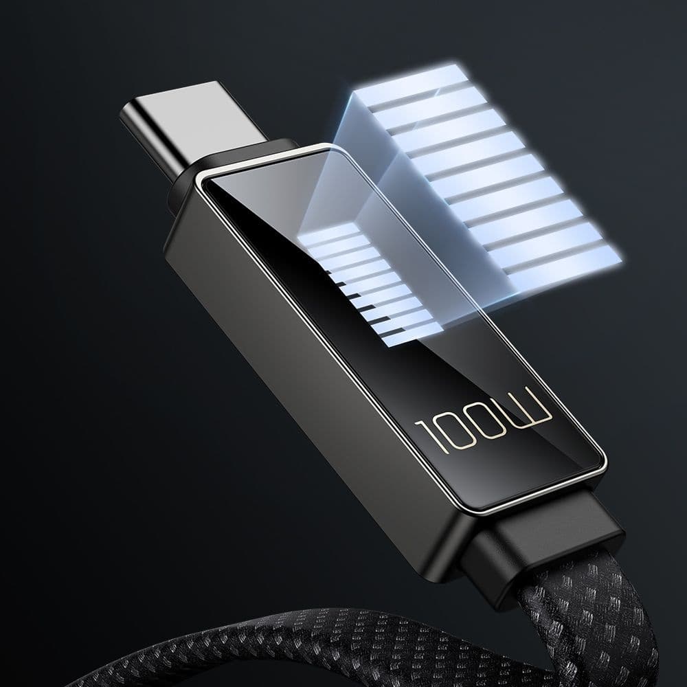 Datový kabel Mcdodo Rythm Series (CA-4470) – Type-C na Type-C, 100W, LED displej, PD rychlonabíjení, 1.2m – černý - náhled 4