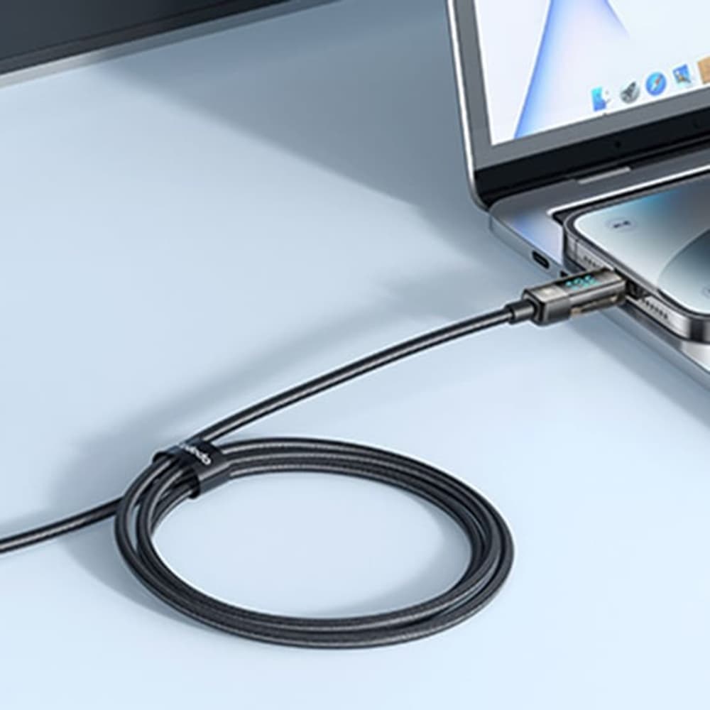 Mcdodo – datový kabel (CA-3600) – USB-C na Lightning, 36W, digitální displej, automatické vypnutí, transparentní design, 1,2m – černý - náhled 4