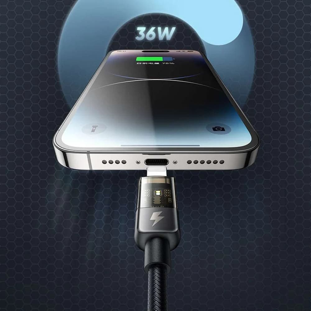 Mcdodo – datový kabel (CA-3140) – USB-A na Lightning, 3A, transparentní design, automatické vypnutí, 1,2m – černý - náhled 4