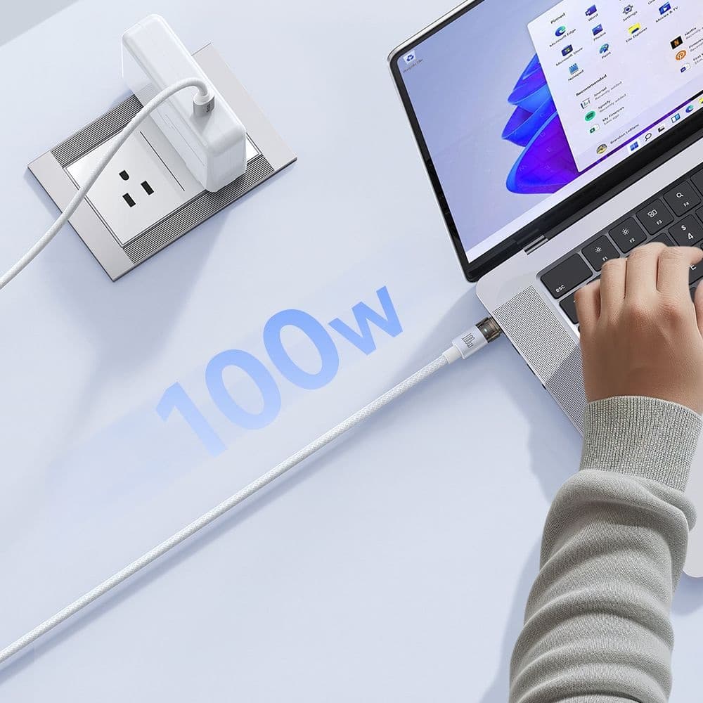 Mcdodo – datový kabel (CA-5582) – s nabíjecím světlem, USB-C na USB-C, průhledný kabel, 100W, 1,2m – bílý - náhled 4