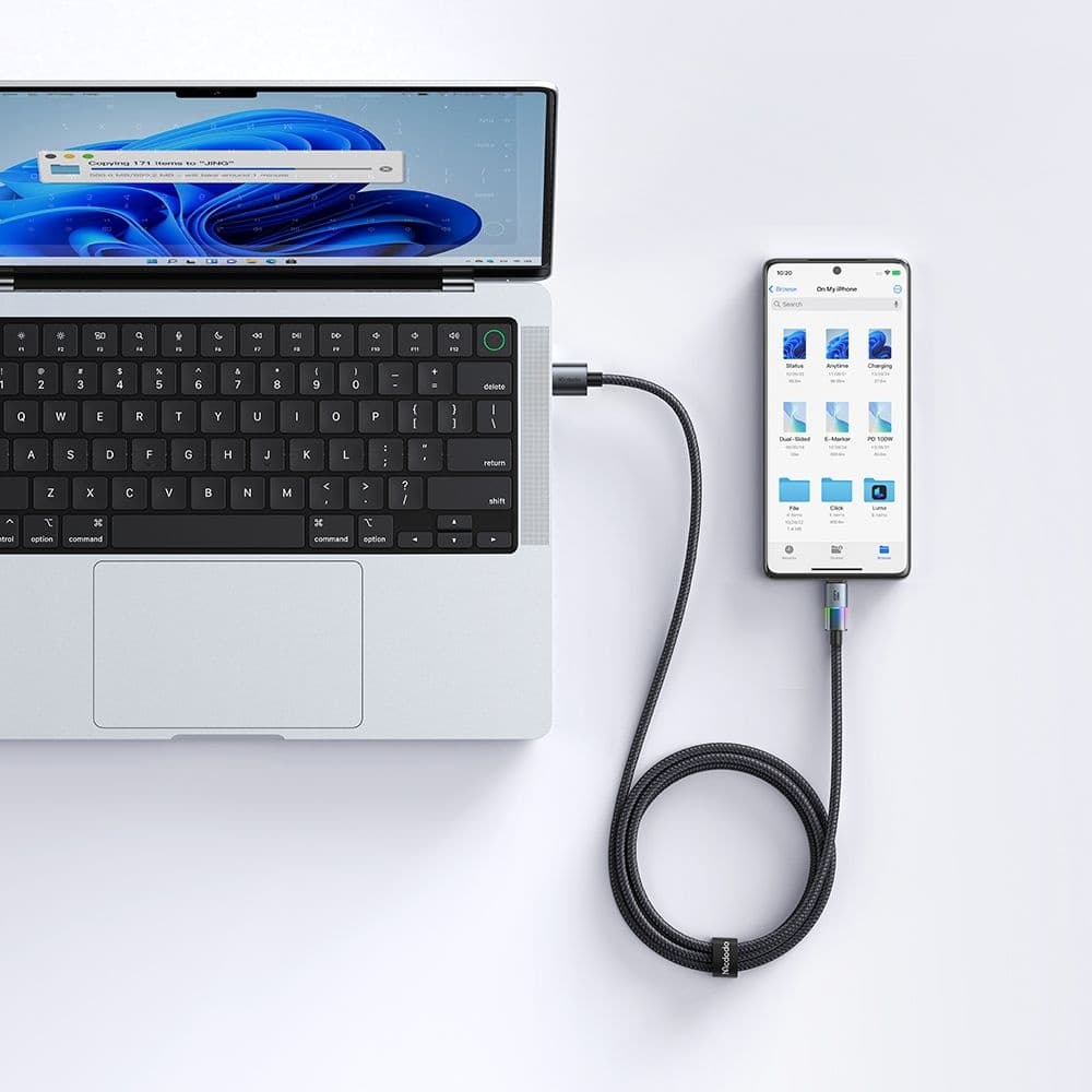 Mcdodo – datový kabel (CA-8180) – se 7 barevnými světly, USB-A na USB-C, 6A, 1,2m – černý - náhled 4