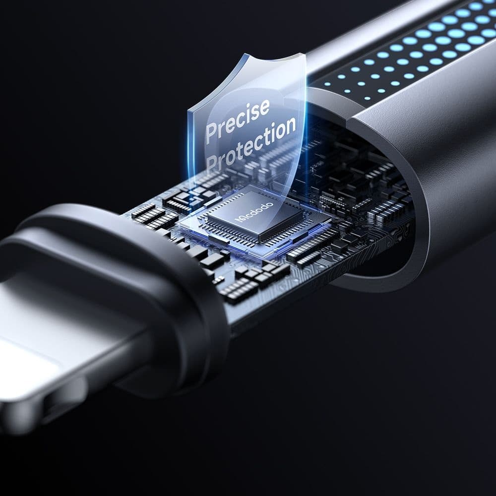 Mcdodo – datový kabel (CA-5660) – s dýchacím světlem, USB-A na Lightning, 3A, 1,2m – černý - náhled 4
