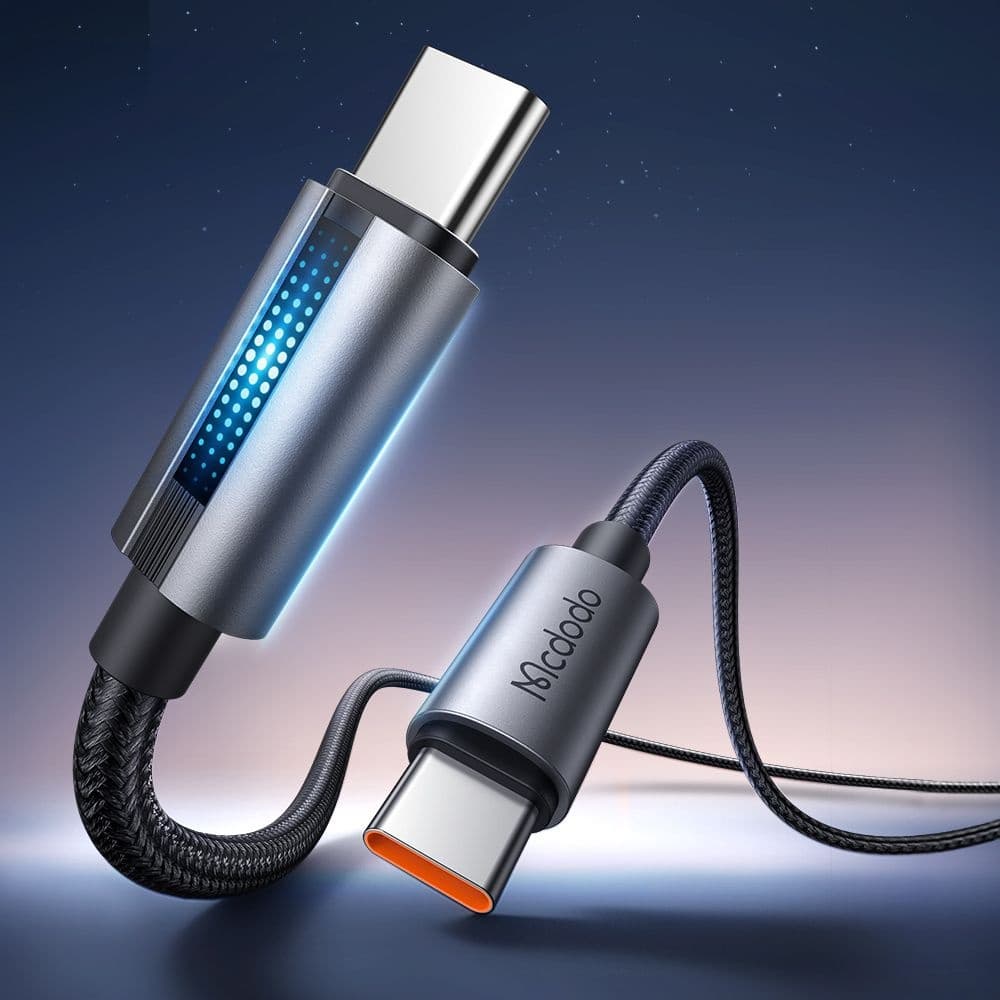 Mcdodo – datový kabel (CA-5740) – s dýchacím světlem, USB-C na USB-C, 100W, 5A, 1.2m – černý - náhled 4