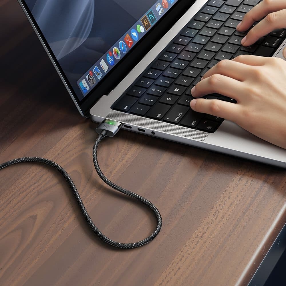 Mcdodo - magnetický kabel (CA-2070) - USB-C na MagSafe 3, 140W, LED indikátor, 2m - černý - náhled 4