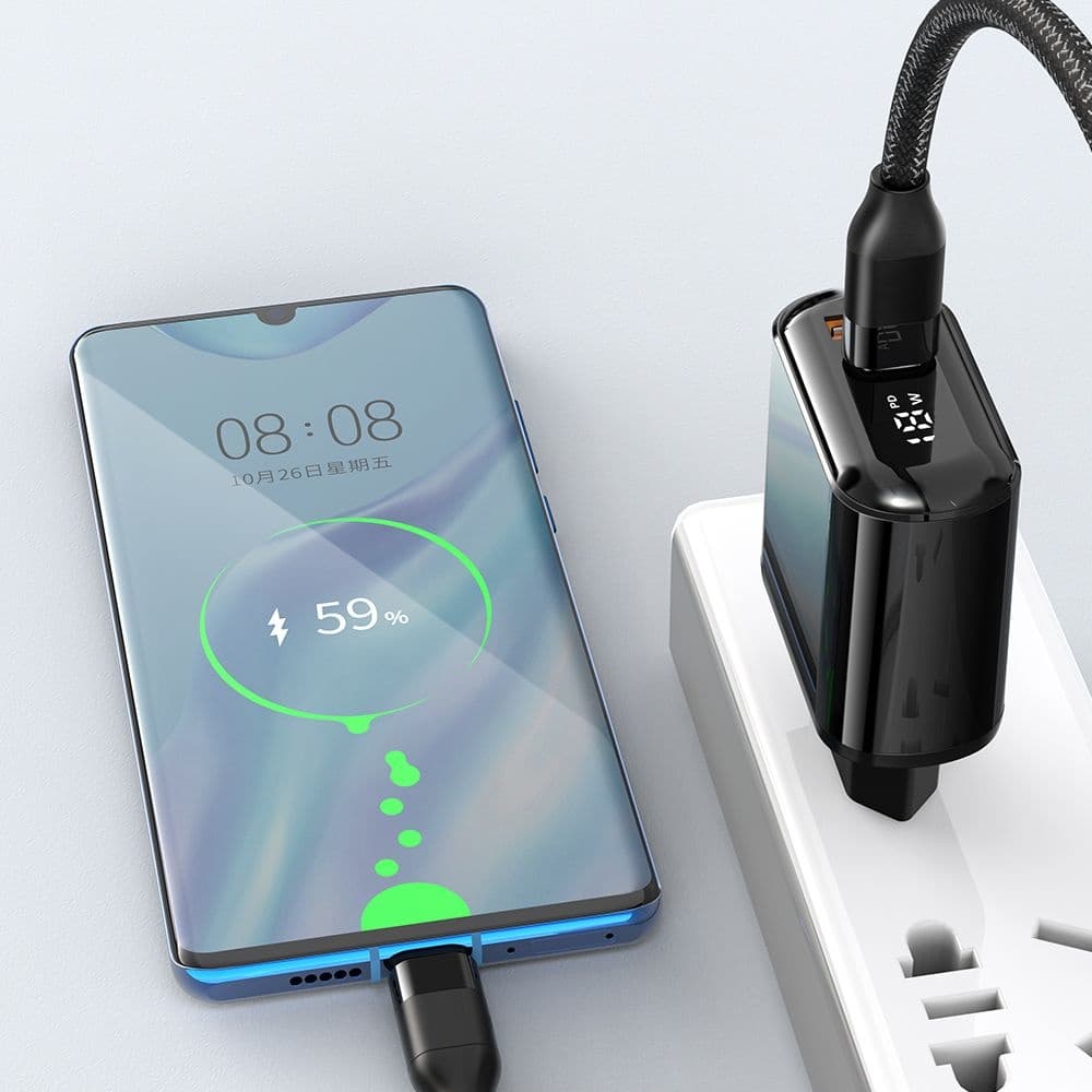 Mcdodo - nástěnná nabíječka Chocolate Series (CH-7170) - USB-C/A, 20W, digitální displej, PD + QC - černá - náhled 4