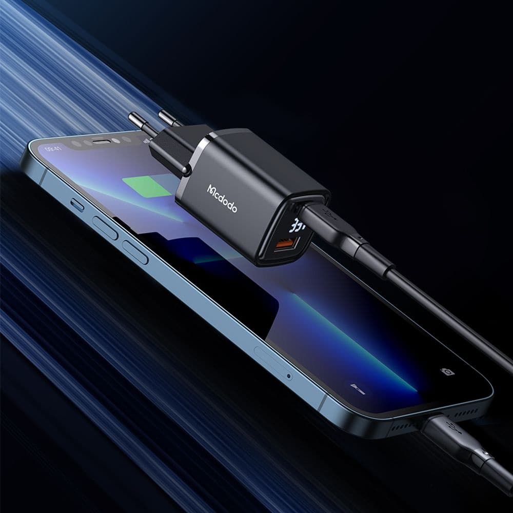 Mcdodo - nástěnná nabíječka Graphite Series (CH-1701) - USB-A, USB-C, 33W, rychlonabíječka, digitální displej - černá - náhled 4