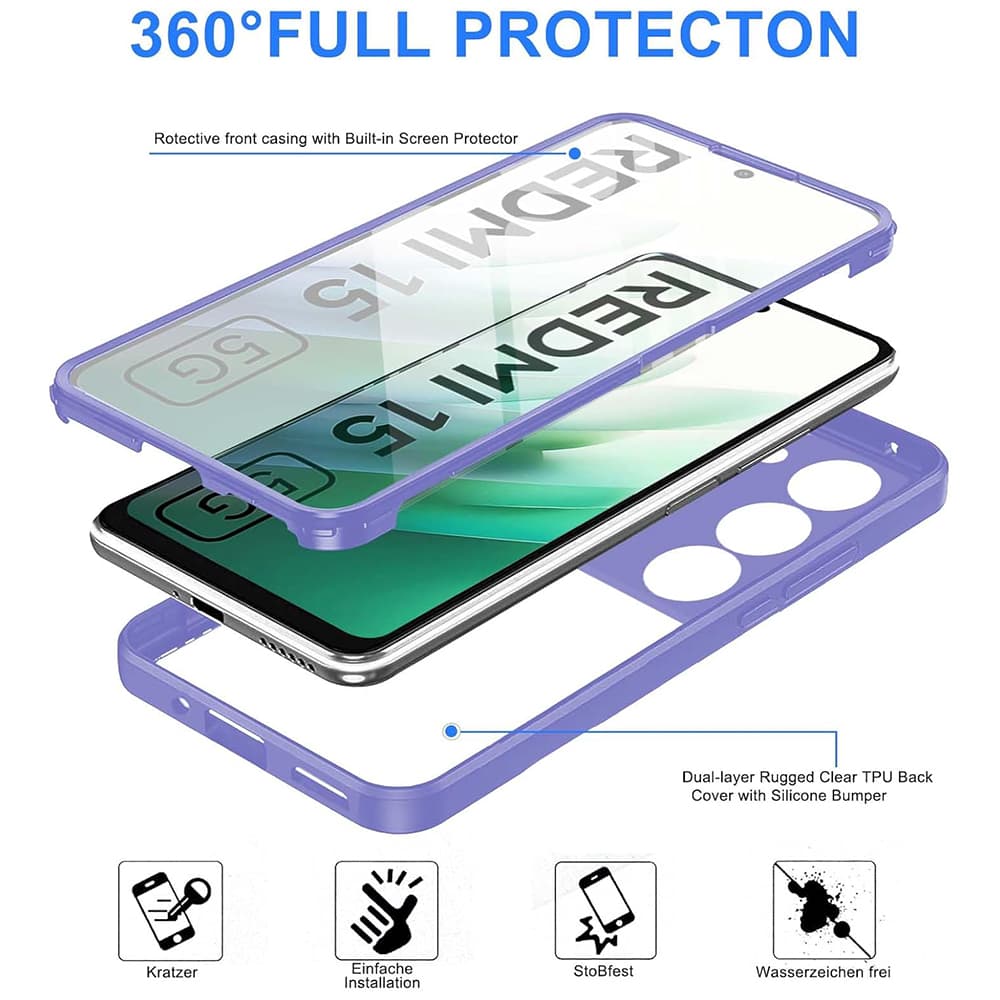 Techsuit ColorVerse 360 Series + Ochranná fólie Xiaomi Redmi 15 4G / 5G Růžová - náhled 4