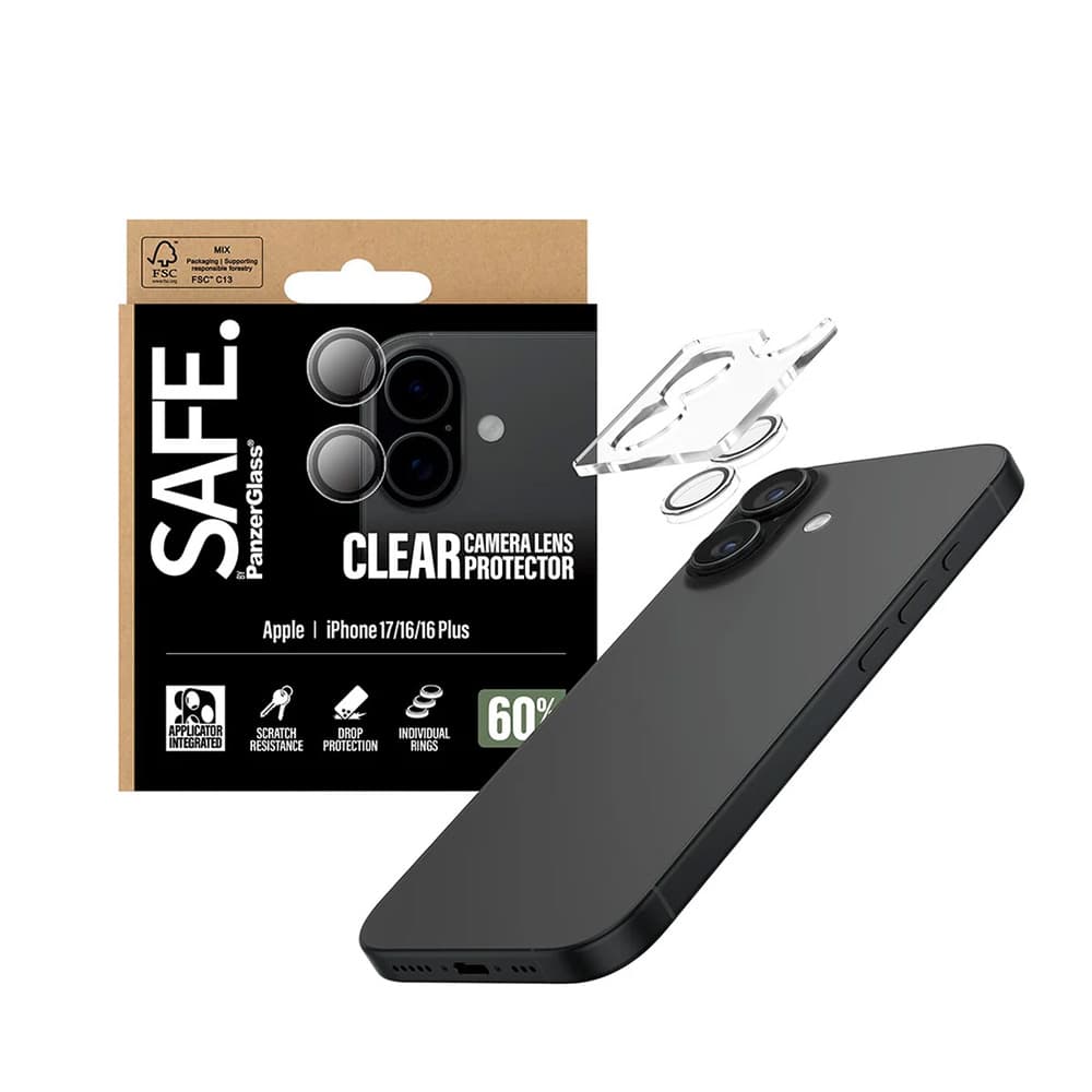 PanzerGlass SAFE. ochrana objektivu fotoaparátu pro iPhone 17/16/16 Plus clear - náhled 4