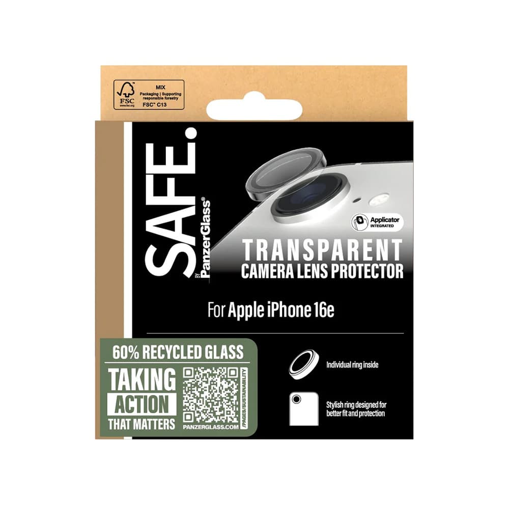 PanzerGlass® SAFE. Ochrana objektivu kamery iPhone 16e čirá - náhled 4