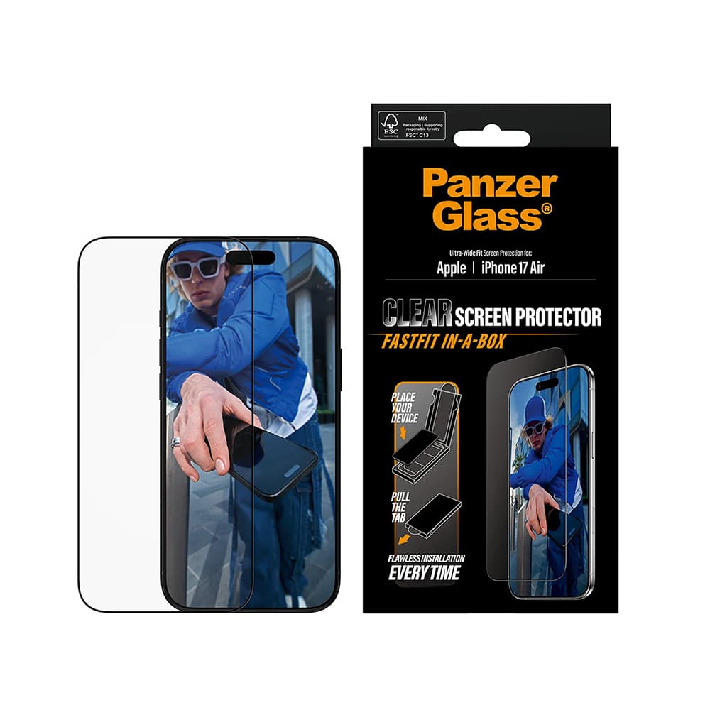 PanzerGlass Ultra-Wide Fit ochranné sklo s FASTFIT IN-A-BOX iPhone 17 Air černá - náhled 4