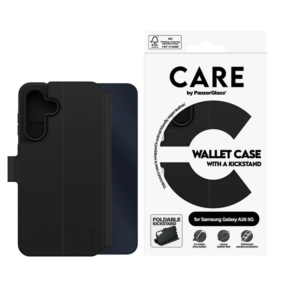 Pouzdro PanzerGlass CARE Feature Kickstand Wallet pro Samsung Galaxy A26 5G černé - náhled 4