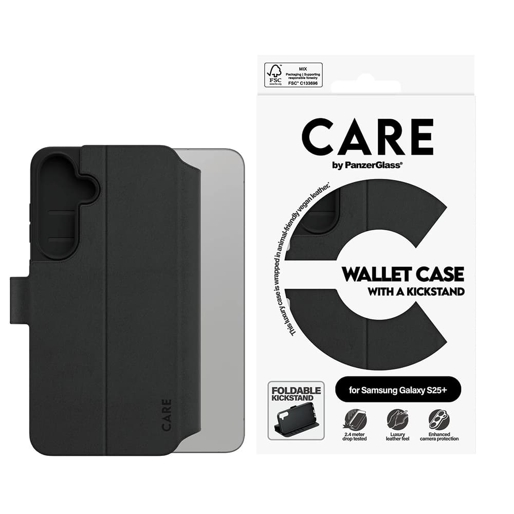 Pouzdro PanzerGlass CARE Feature Kickstand Wallet pro Samsung Galaxy S25 Plus černé - náhled 4