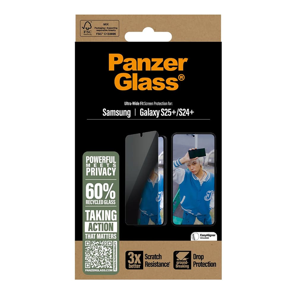 PanzerGlass® Ultra-Wide Fit Privacy ochranné sklo Samsung Galaxy S25 Plus S24 Plus čiré - náhled 4