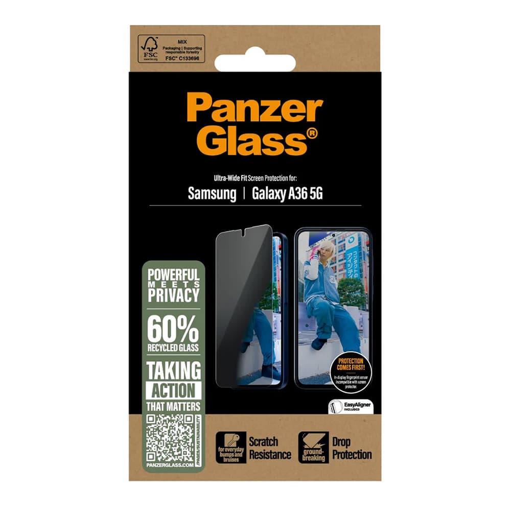 PanzerGlass Ultra-Wide Fit Privacy Screen Protector Samsung Galaxy A36 5G čirý - náhled 4