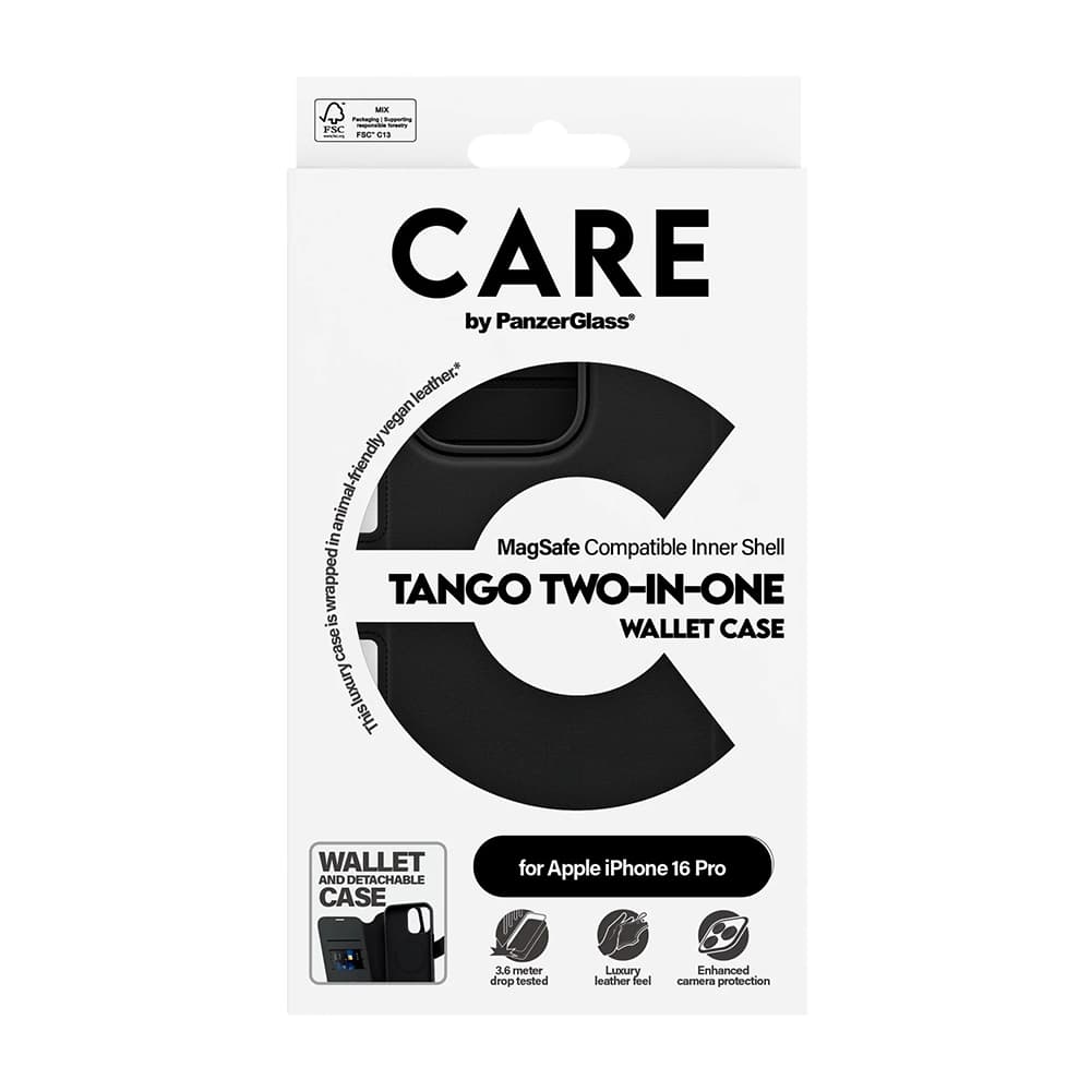 Pouzdro PanzerGlass CARE Feature MagSafe Tango Two-in-One Wallet iPhone 16 Pro černé - náhled 4