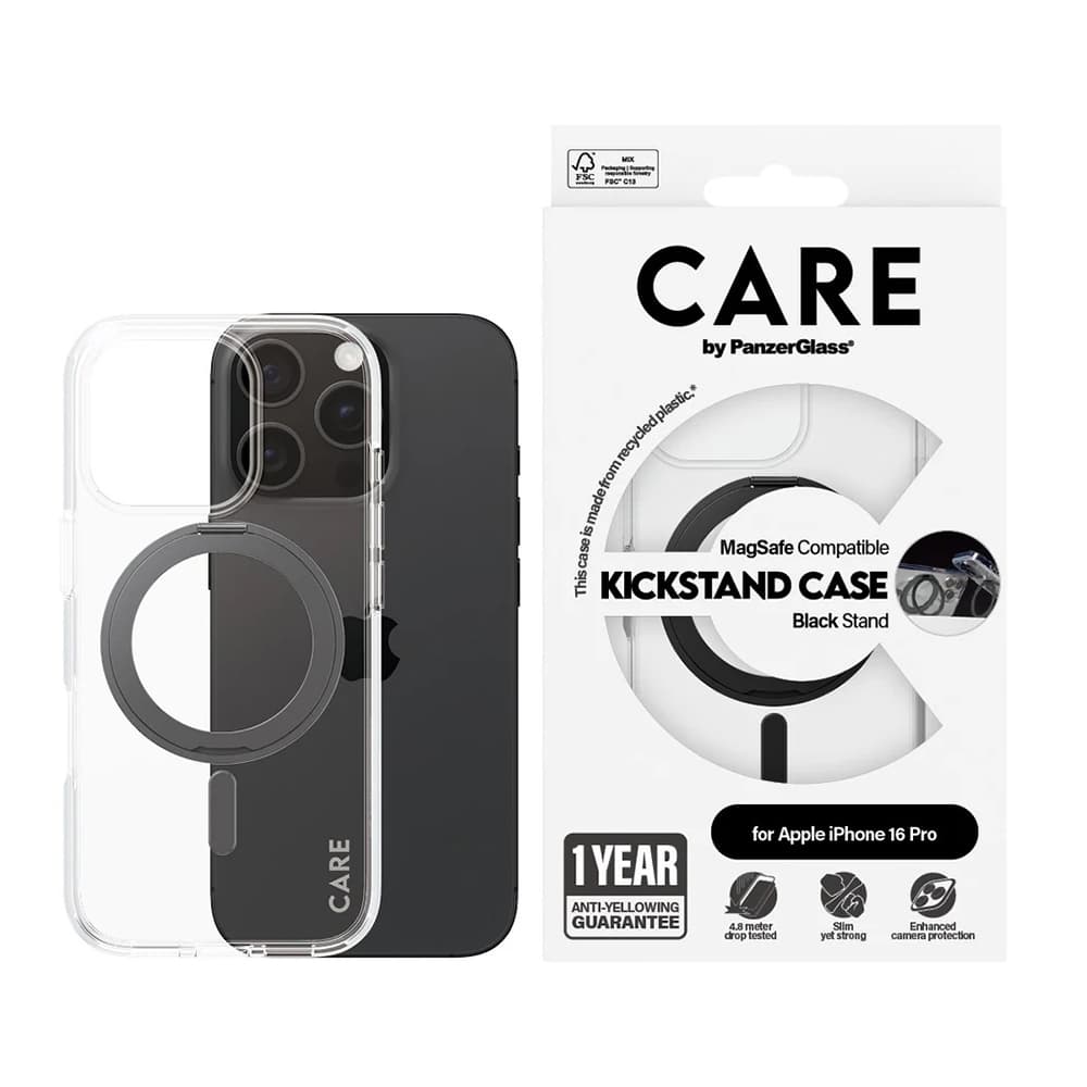 PanzerGlass® CARE Black Kickstand &amp; MagSafe pro iPhone 16 Pro průhledný - náhled 4