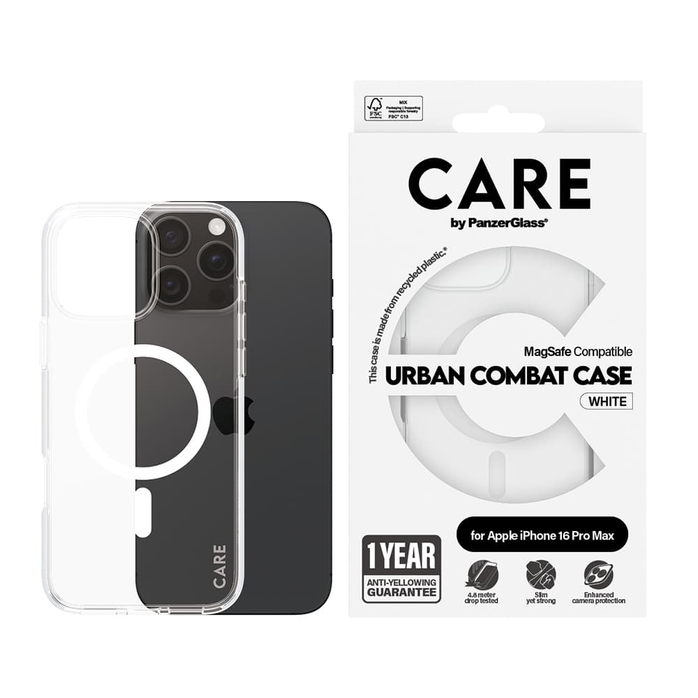 PanzerGlass® CARE Flagship Urban Combat bílý MagSafe iPhone 16 Pro Max průhledný - náhled 4
