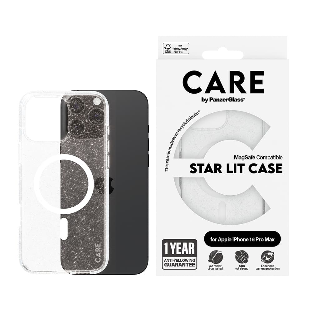 PanzerGlass® CARE Flagship Urban Combat Star Lit Bílá MagSafe iPhone 16 Pro Průhledný - náhled 4