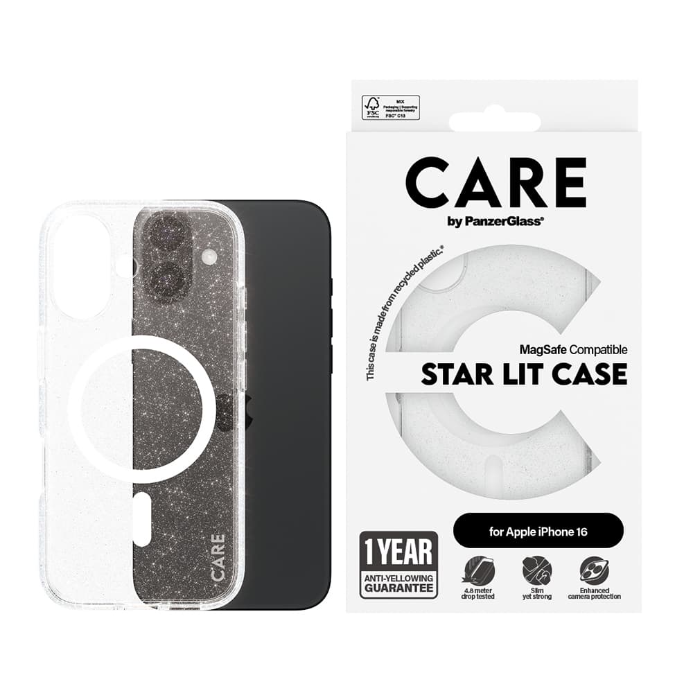 PanzerGlass® CARE Flagship Urban Combat Star Lit Bílý MagSafe iPhone 16 průhledný - náhled 4