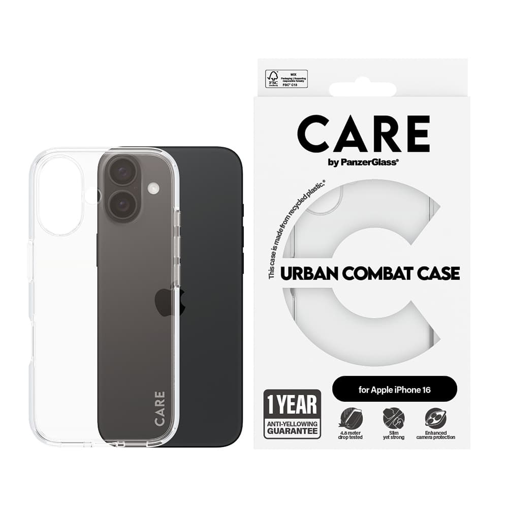 PanzerGlass® CARE Flagship Urban Combat iPhone 16 průhledný - náhled 4