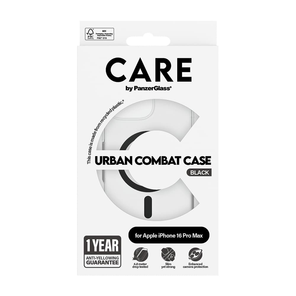 PanzerGlass® CARE Flagship Urban Combat černý MagSafe iPhone 16 Pro průhledný - náhled 4