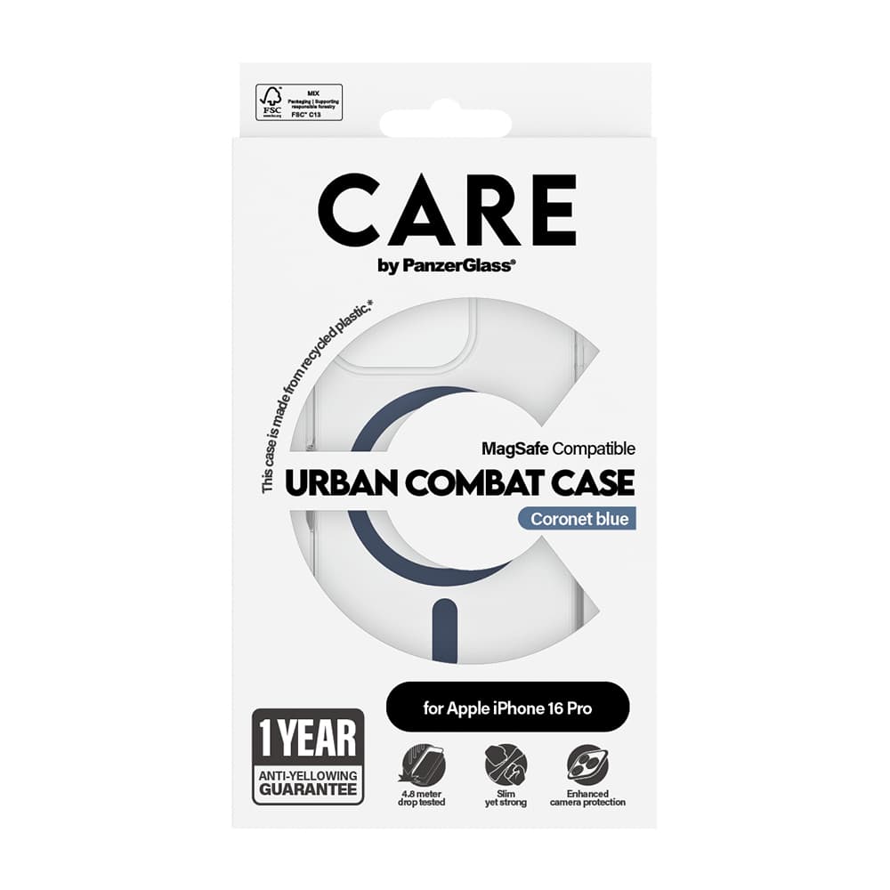PanzerGlass® CARE Flagship Urban Combat modrý MagSafe iPhone 16 Pro průhledný - náhled 4