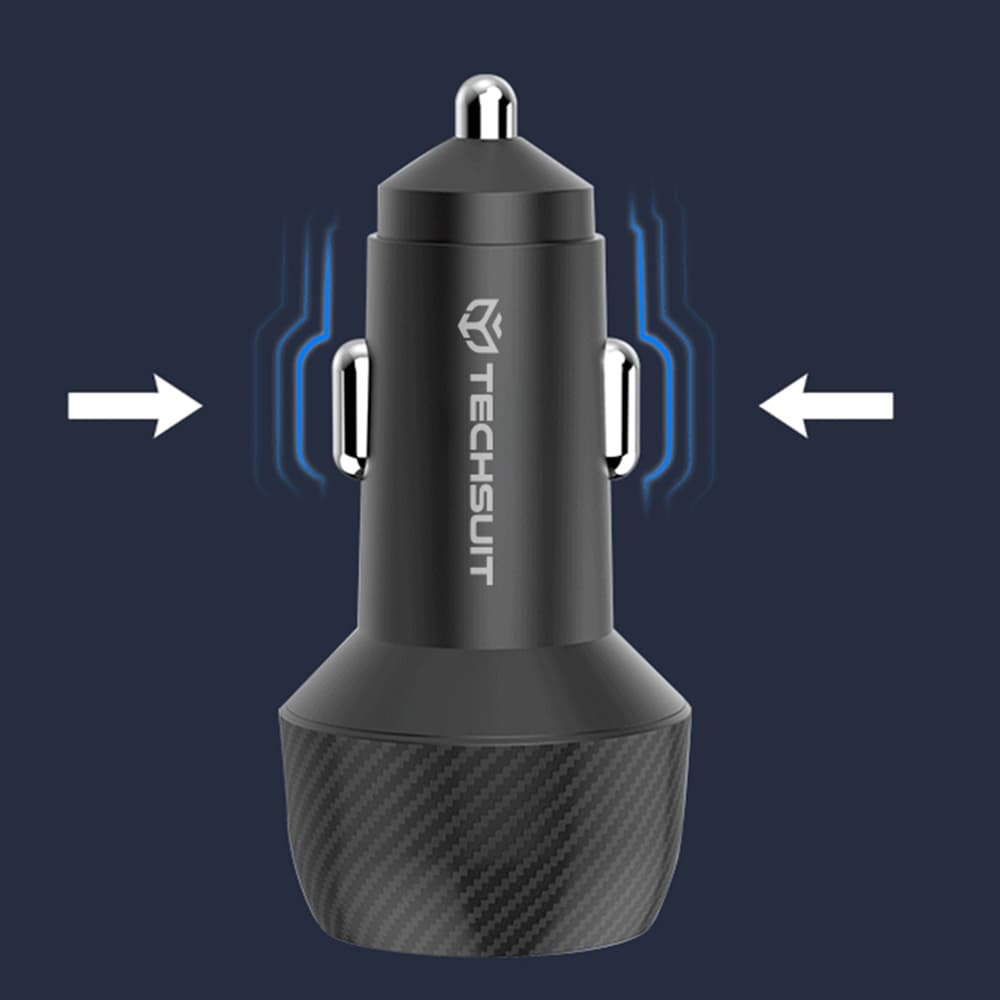 Techsuit Car Charger CarbonVolt C7 Rychlonabíječka 48W USB Type-C QC3.0 18W PD30W černá - náhled 4