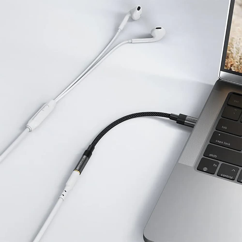 Acefast – audio adaptér (J12) – USB-C (samec) na 3,5mm jack (samice), plug &amp; play, věrný zvuk, bez zpoždění, 15 cm – černý - náhled 4