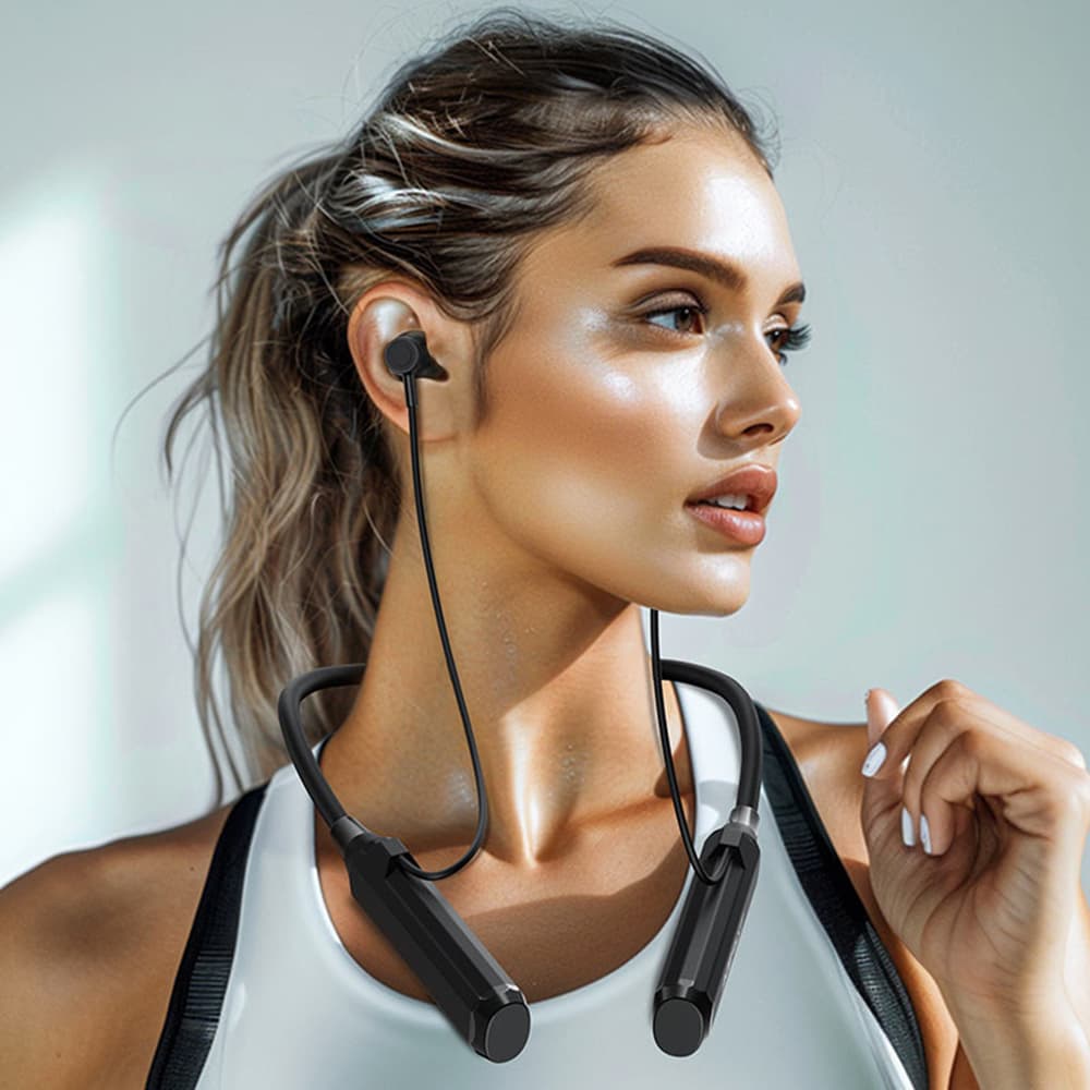 Acefast - Bluetooth sluchátka (N6) - pro sport, za hlavu, s nákrčníkem, Bluetooth 5.4, IPX4, slot na TF kartu, 1000mAh - černá - náhled 4