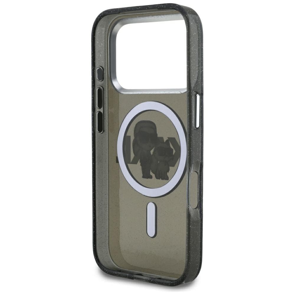 Karl Lagerfeld IML Glitter Karl &amp; Choupette Sketch Logo MagSafe iPhone 17 Pro černá - náhled 4