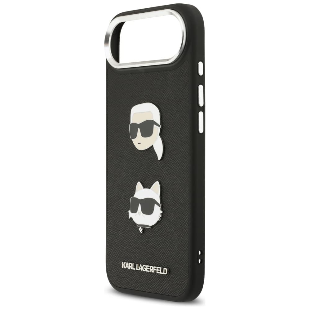 Karl Lagerfeld FW Grained Karl &amp; Choupette Heads Pins &amp; Logo iPhone 17 Air černá - náhled 4