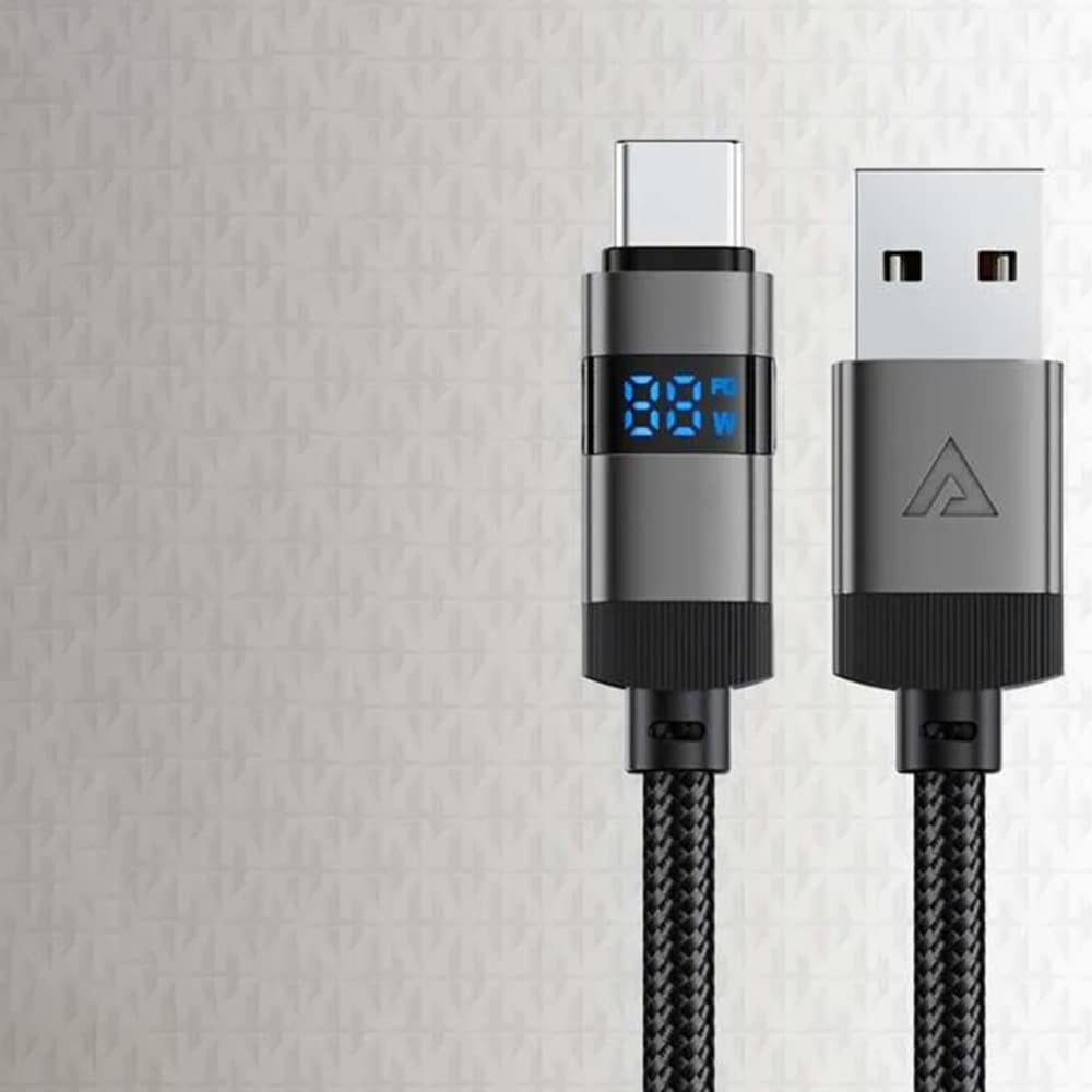 Acefast Data Cable C15-04 s digitálním displejem rychlé nabíjení USB-A na Type-C 66W zinková slitina 1.2m černá - náhled 4