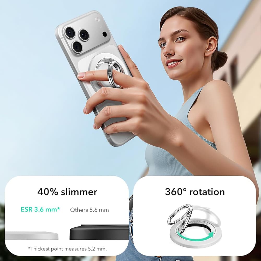 ESR – držák na telefon (2K6180261) – magnetický, 360°, 5,2mm ultratenký, s univerzálním kroužkem HaloLock – bílý - náhled 4