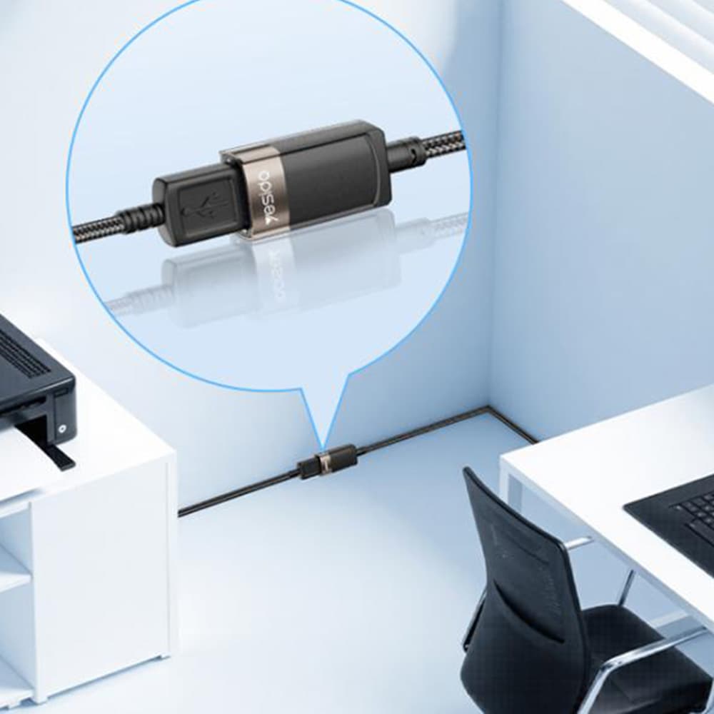 Yesido Extension Adapter GS26 USB 2.0 s 1.5m kabelem opletený šedý - náhled 4