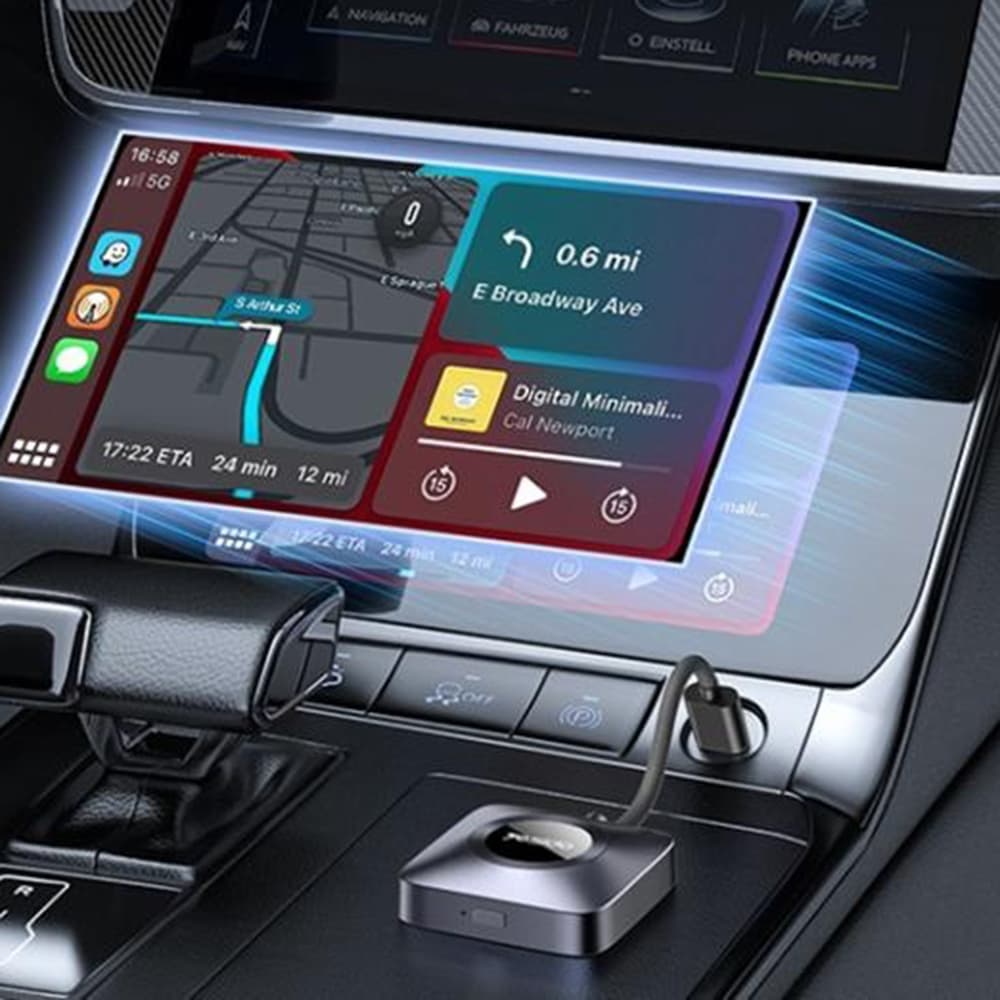 Yesido Wireless CarPlay Adapter KM23 s USB na Type-C kabelem Bluetooth V5.0 1080P šedý - náhled 4