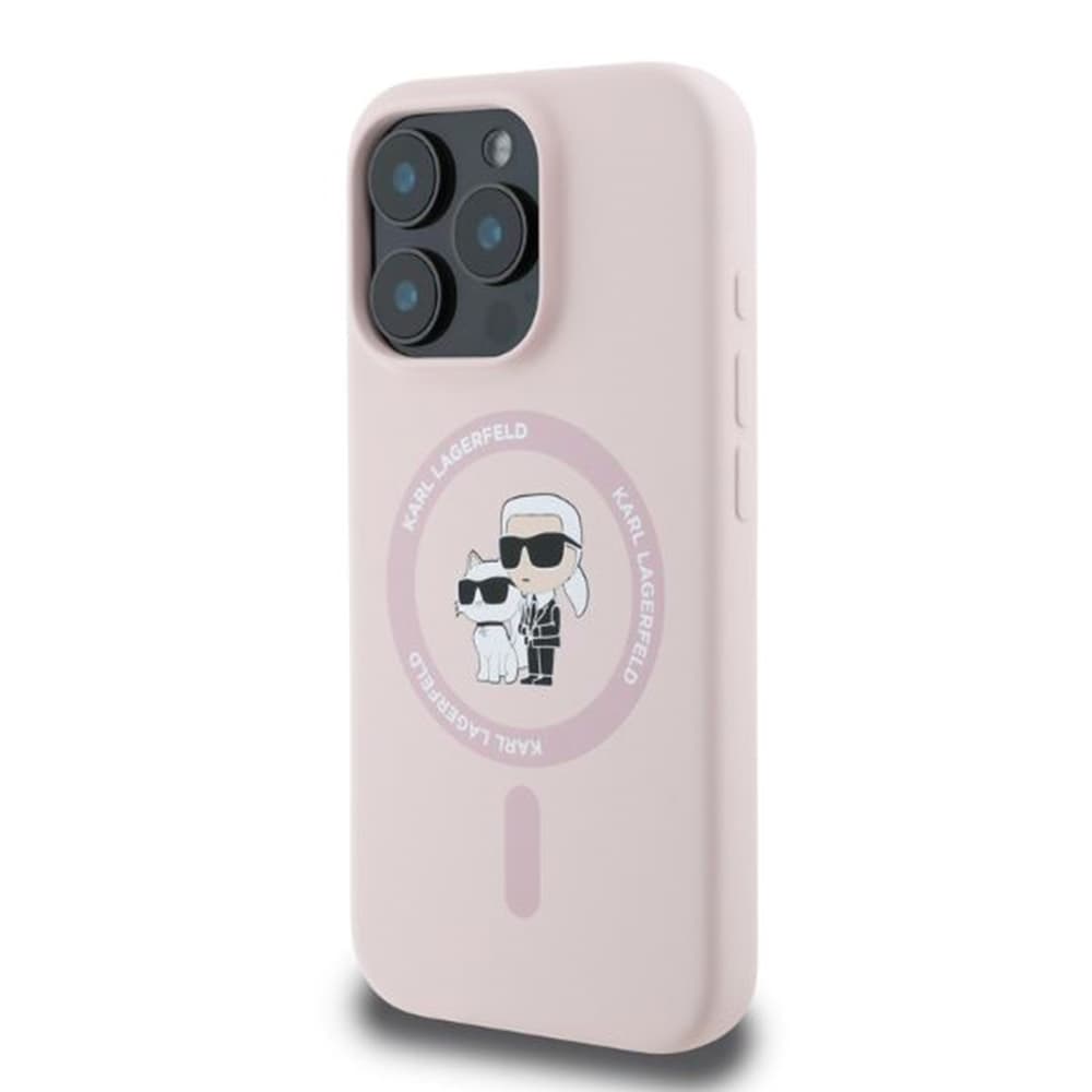 Karl Lagerfeld - silikonový kryt KC s prstenem a MagSafe (KLHMP16XSCMKCRHP) - iPhone 16 Pro Max - růžový - náhled 4