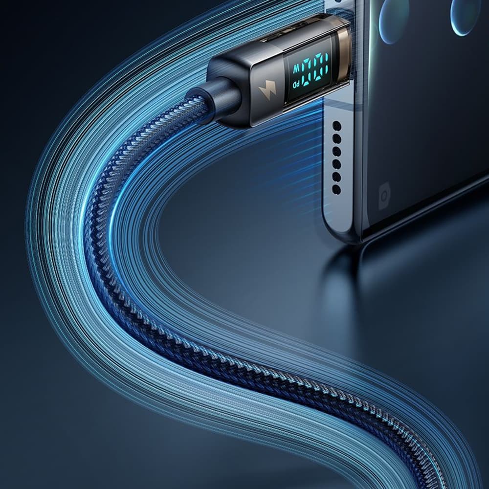 Mcdodo – datový kabel (CA-3630) – USB-C na USB-A, 6A s digitálním displejem, automatické vypnutí, transparentní design, 1,2 m – černý - náhled 4