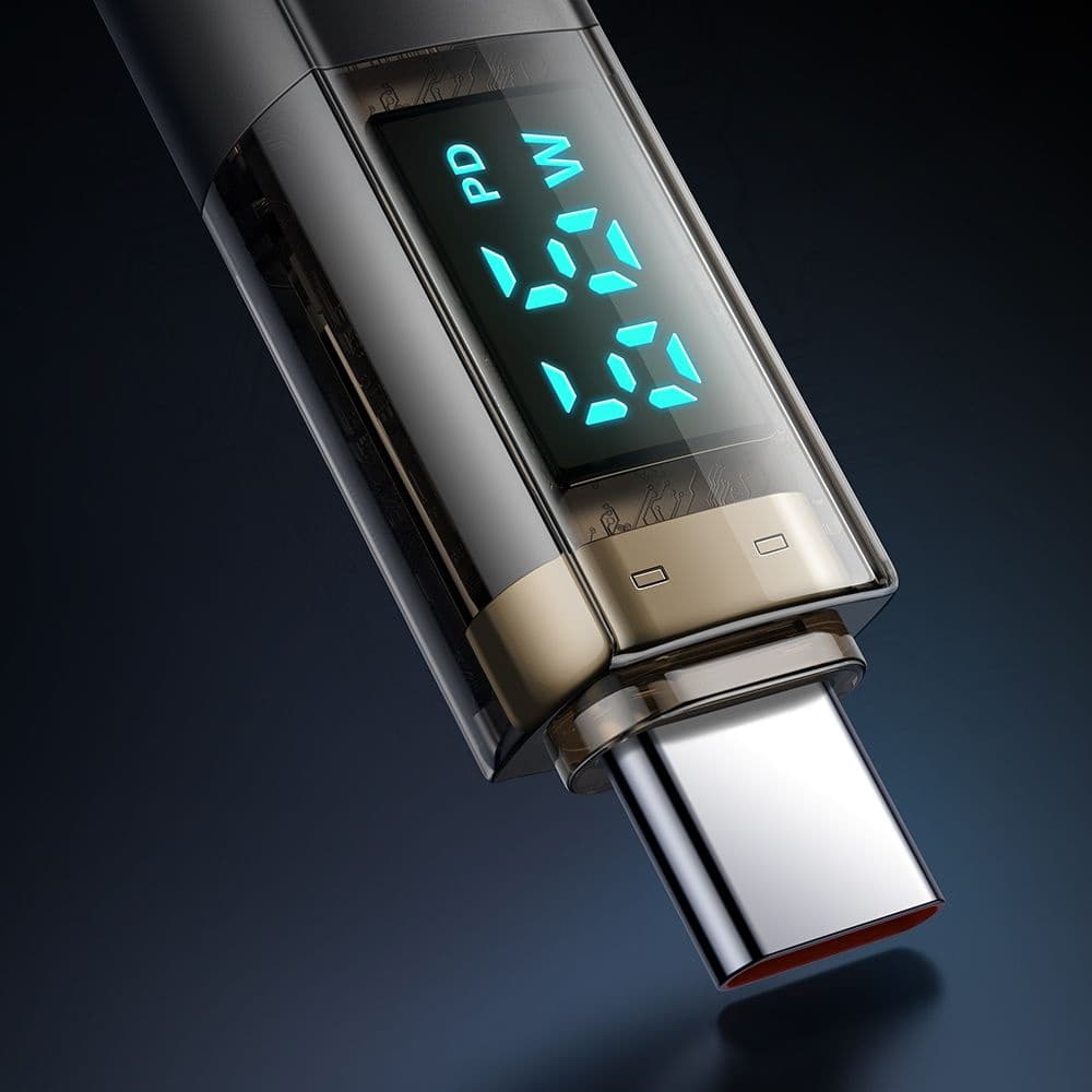 Mcdodo – datový kabel (CA-3610) – Type-C na Type-C, 100W, digitální displej, automatické vypnutí, transparentní design, 1,2m – černý - náhled 4