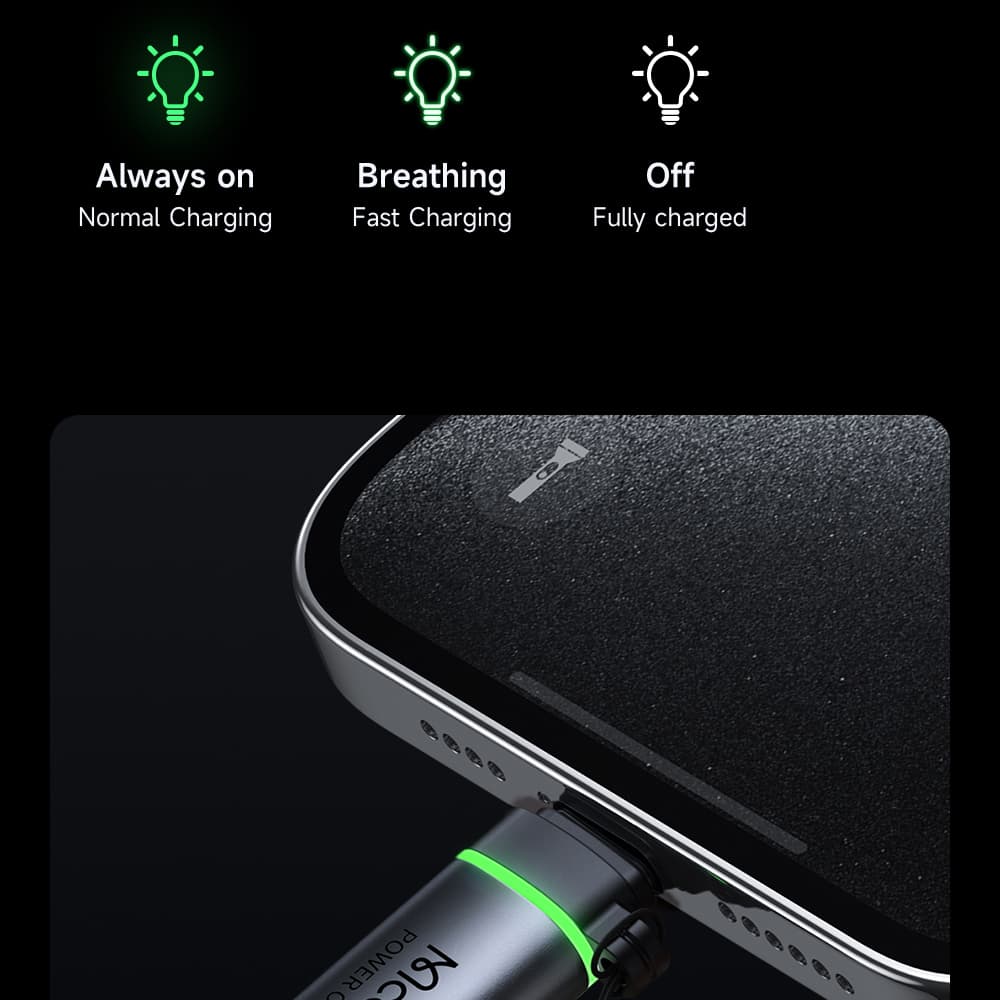 Mcdodo - adaptér s automatickým vypnutím (OT-2590) - USB-C na Lightning, 36W, 3A, 480Mbps, čip E-Mark, rychlé nabíjení, poutko - černý - náhled 4