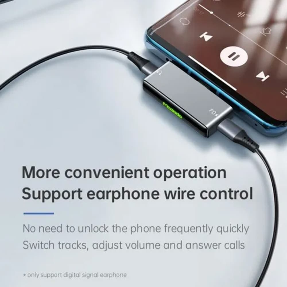 Mcdodo – audio adaptér (CA-7670) – USB-C na 2x USB-C, rychlé nabíjení PD60W, Hi-Res, DAC čip, podpora funkce volání – černý - náhled 4