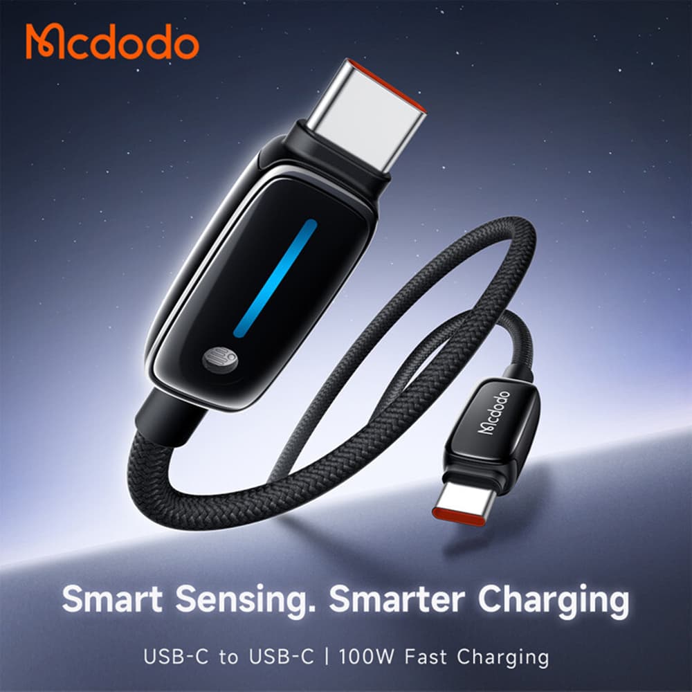 Mcdodo – datový kabel (CA-0100) – s automatickou úpravou jasu, USB-C na USB-C, 100W, 5A, 1,2m – černý - náhled 4