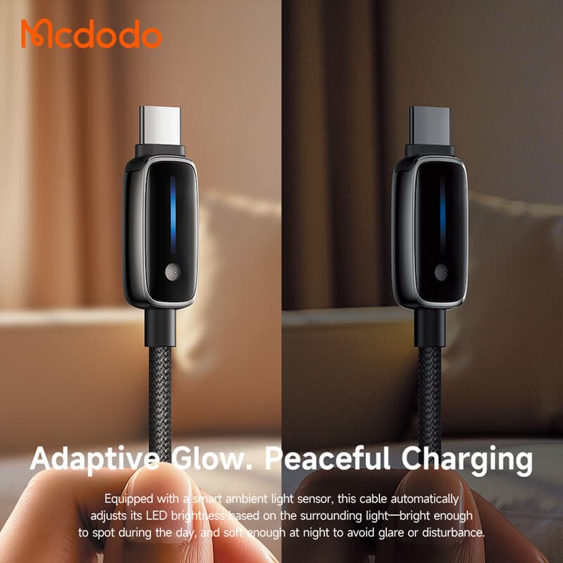 Mcdodo – datový kabel (CA-0020) – s automatickou úpravou jasu, USB-A na USB-C, 6A, 1,2m – černý - náhled 4