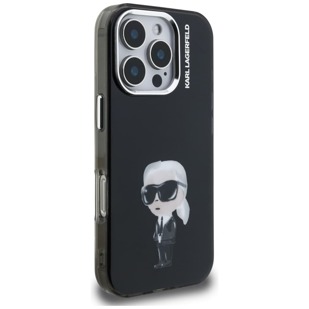 Karl Lagerfeld - IML akvarelový Karl a logo MagSafe (KLHCP16LHMKIAQK) - iPhone 16 Pro - černý - náhled 4