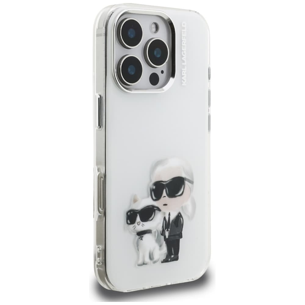 Karl Lagerfeld - IML Aquarelle Karl &amp; Choupette (KLHCP16LHMKCAQH) - iPhone 16 Pro - bílá - náhled 4