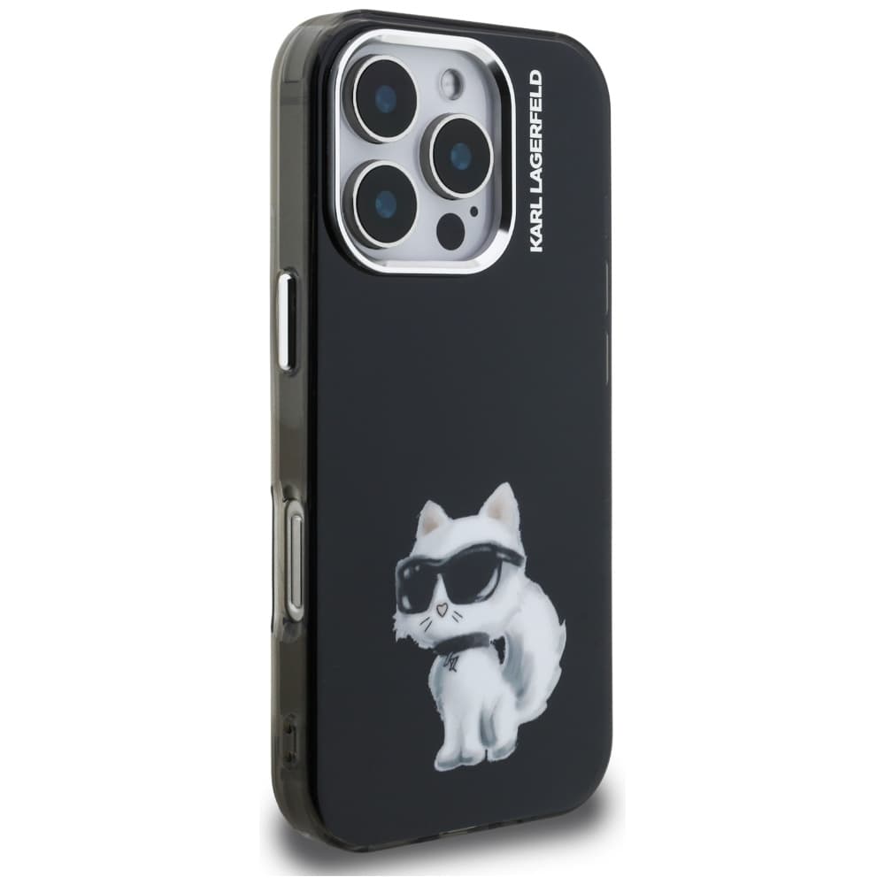 Karl Lagerfeld - kryt IML Aquarelle Choupette Logo (KLHCP16LHMCHAQK) pro iPhone 16 Pro - černý - náhled 4