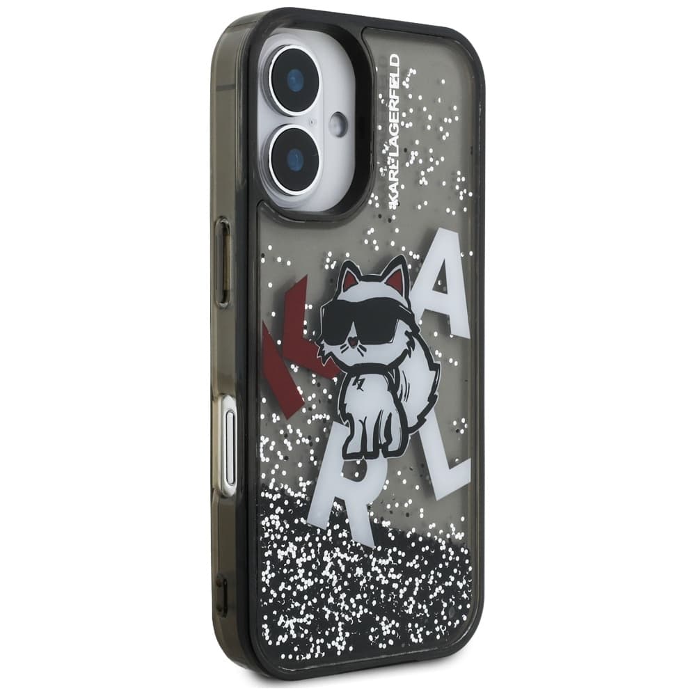 Karl Lagerfeld - Liquid glitter Choupette logo MagSafe (KLHCP16SLCHSCTDK) - iPhone 16 - černý - náhled 4